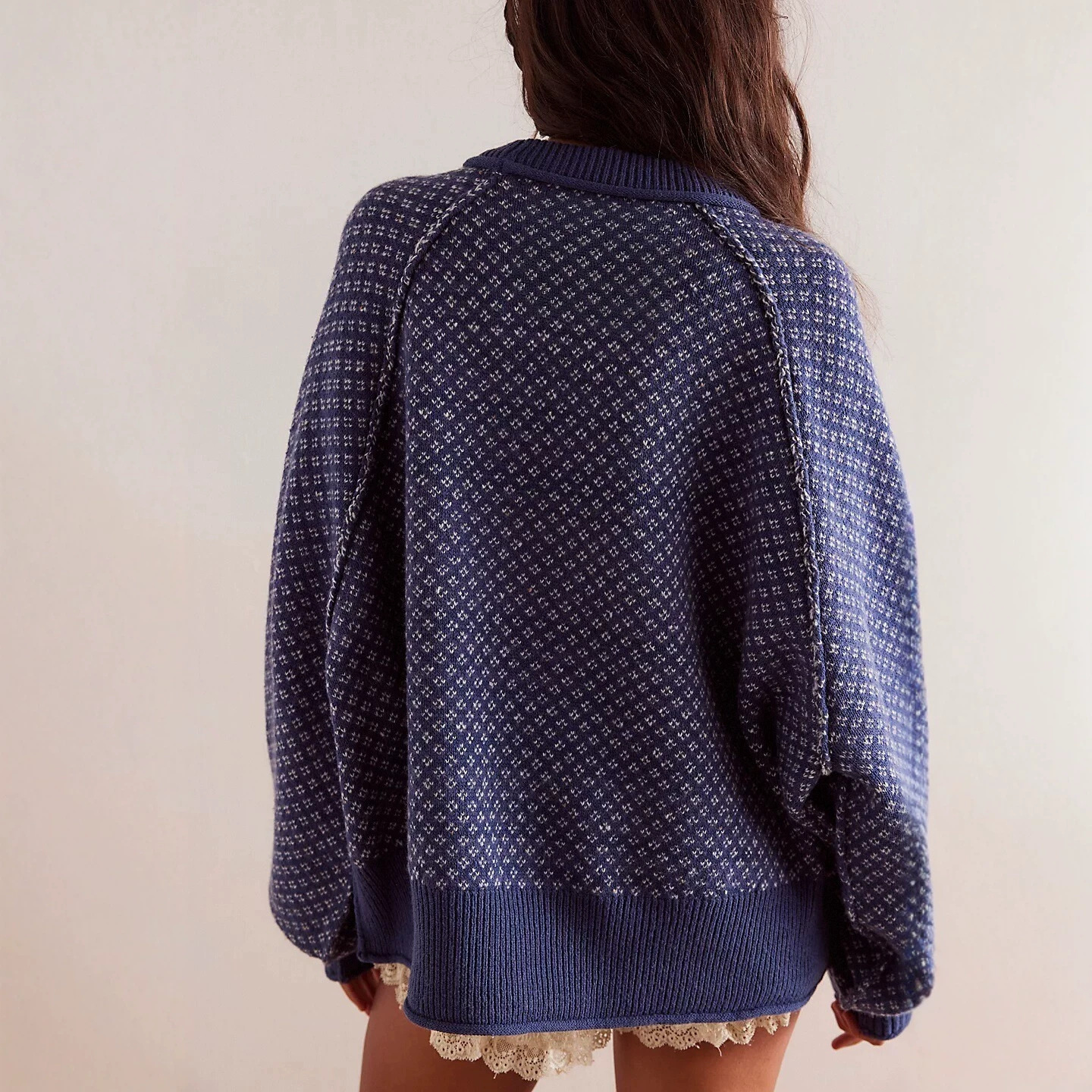 Women's Long Sleeve Jacquard Crewneck Pullover Sweater