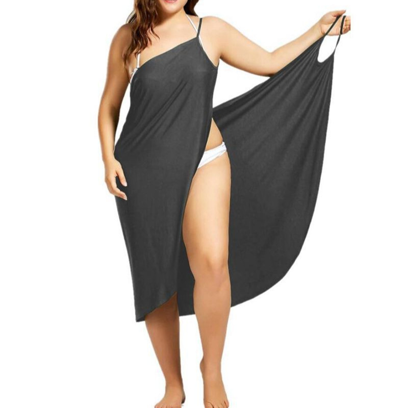 Plus Size Solid Color Sleeveless Cami Beach Dress
