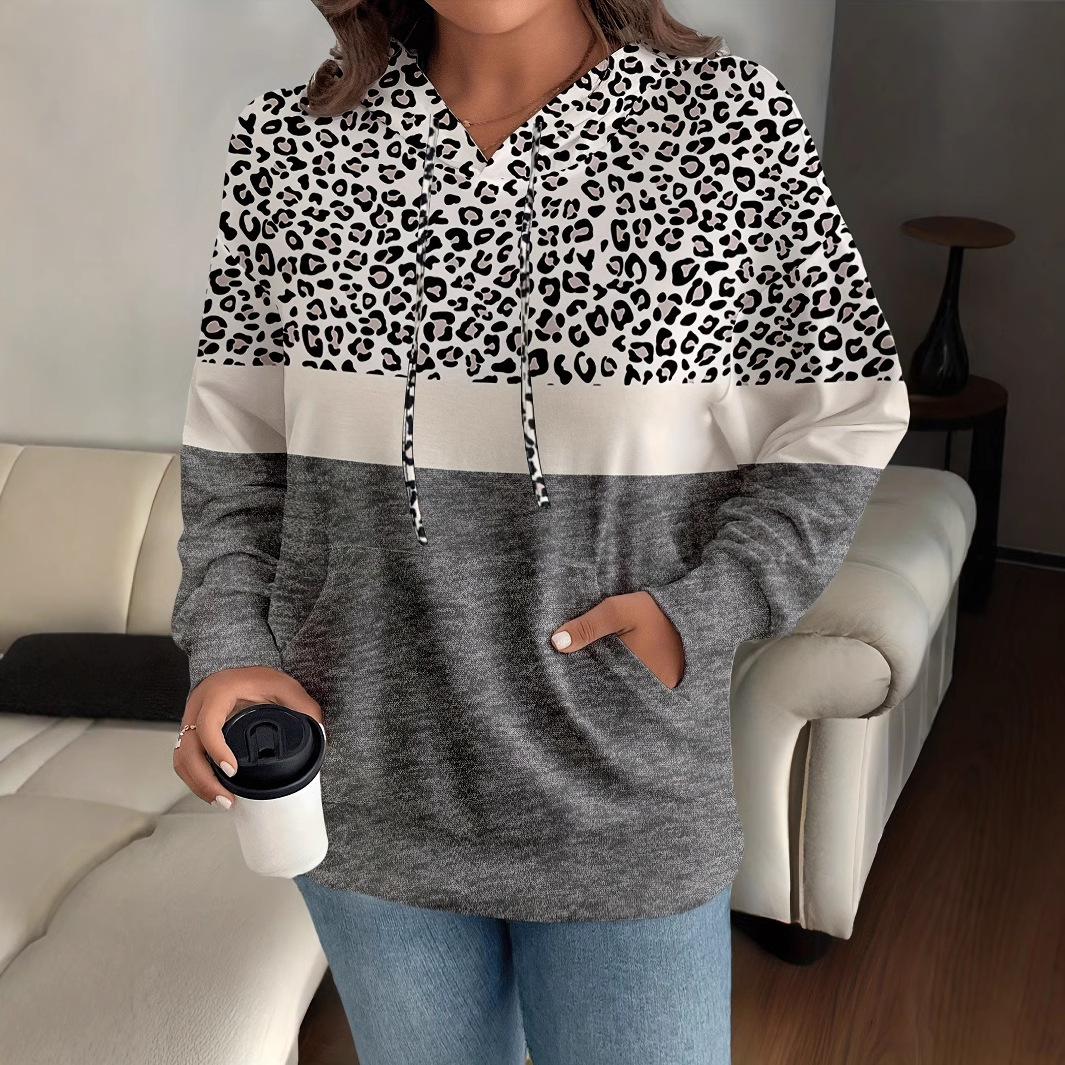 Women's Leopard Print Pullover Hoodie