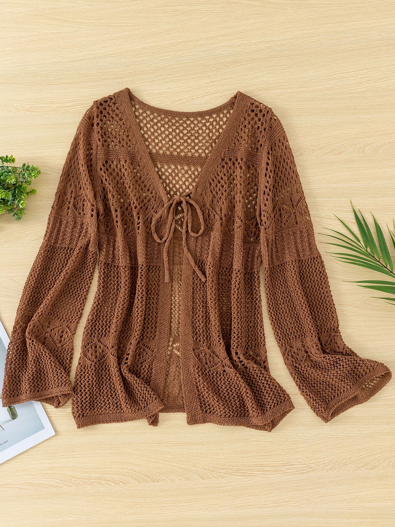 Women's Sexy Open-Knit Cardigan Solid Color Beach Cover-Up