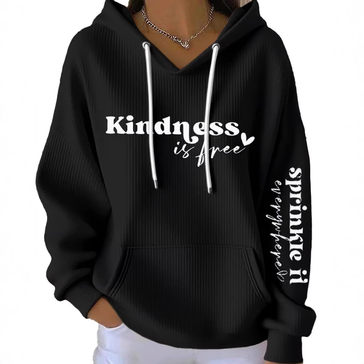 Kindness Heart Print Women's Casual Hoodie