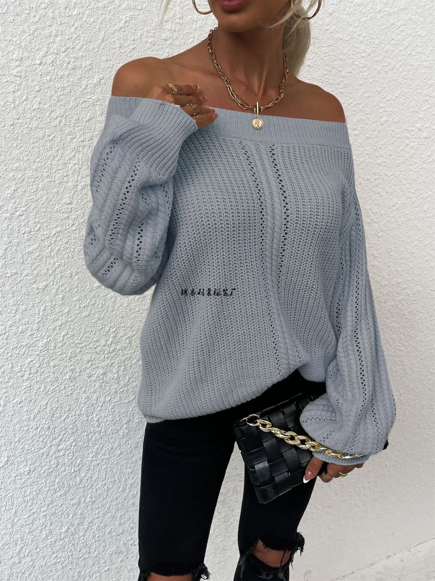 One-Shoulder Cutout Knit Sweater Plus Size Pullover