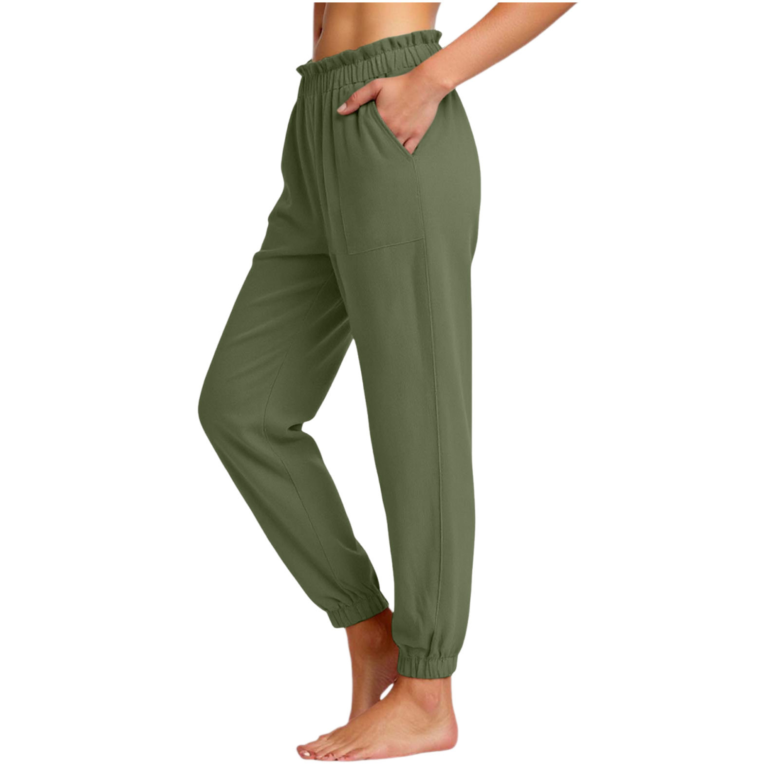Women's Elastic Waist Straight-Leg Jogger Pants Casual Running Sweatpants