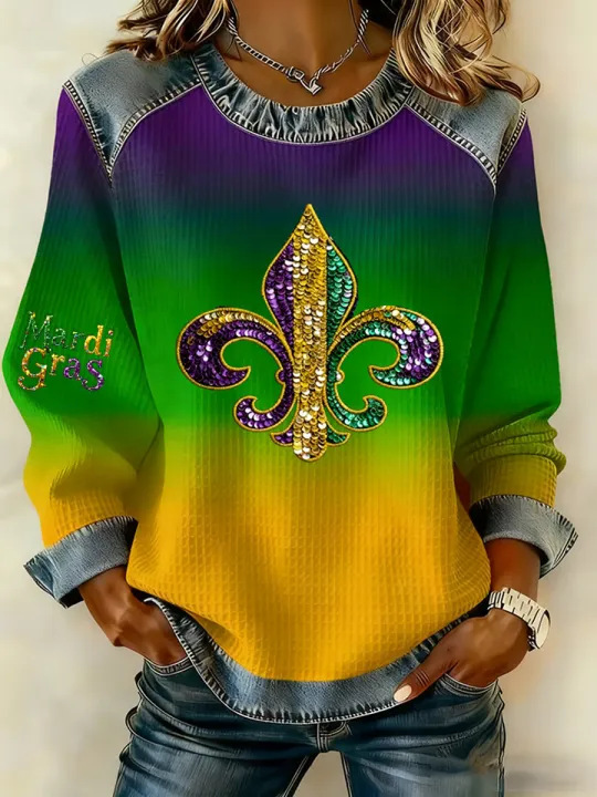 Women's Iris Floral Print Crewneck Sweatshirt