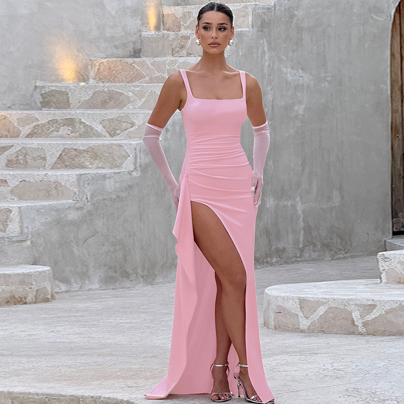 Women's Sleeveless Backless High Slit Maxi Dress
