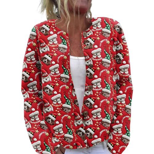 Women's Christmas Santa Print Cardigan Sweater