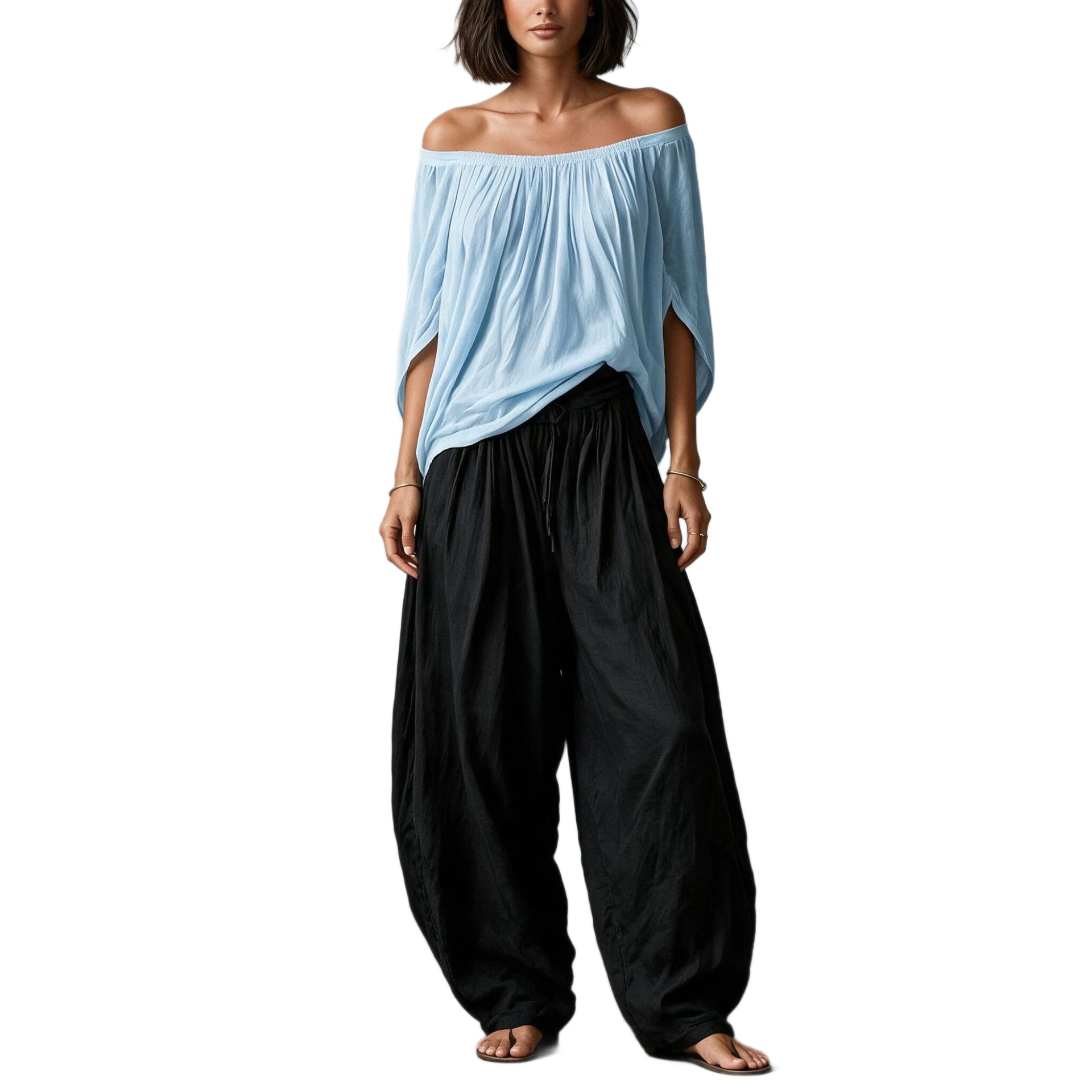 Women's Off-Shoulder Top & Wide-Leg Pants Set Casual Two-Piece