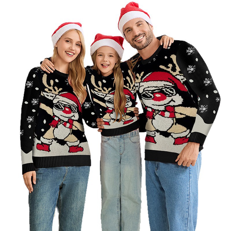 Christmas Reindeer Jacquard Pullover Sweater Loose Fit