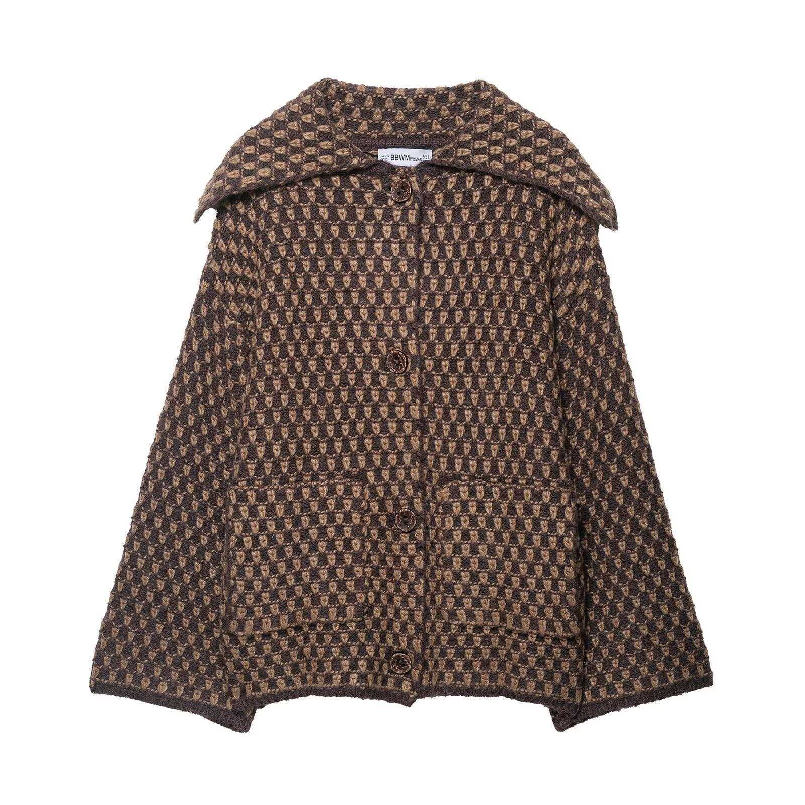 Women's Retro Houndstooth Cardigan Coat Multi-Color