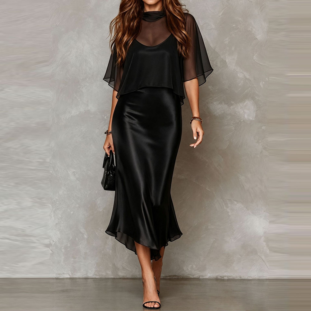 Satin High Neck Sleeveless Mermaid Evening Dress