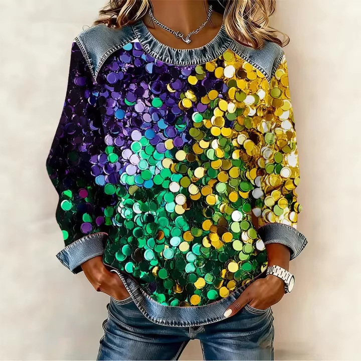 Women's Iris Floral Print Crewneck Sweatshirt