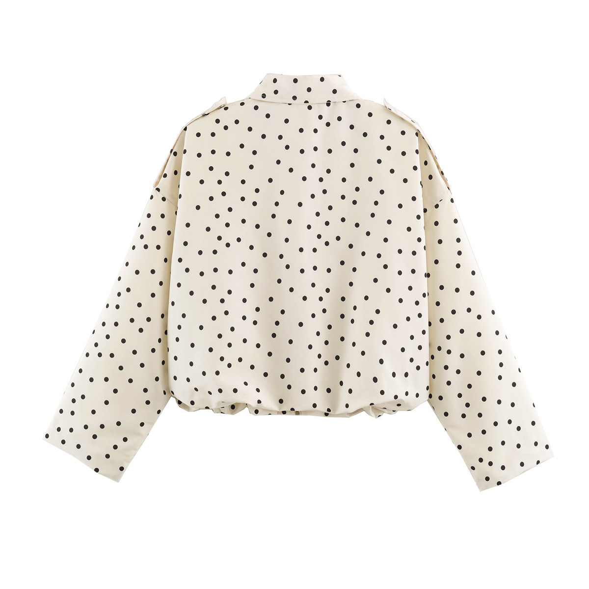 Women's Polka Dot Zip-Up Jacket, Relaxed Fit, Polyester, Beige/Brown
