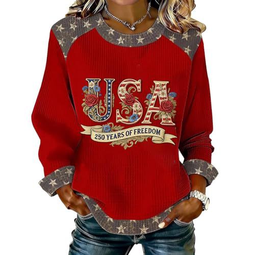 Women's USA Flag Star Print Casual Sweatshirt