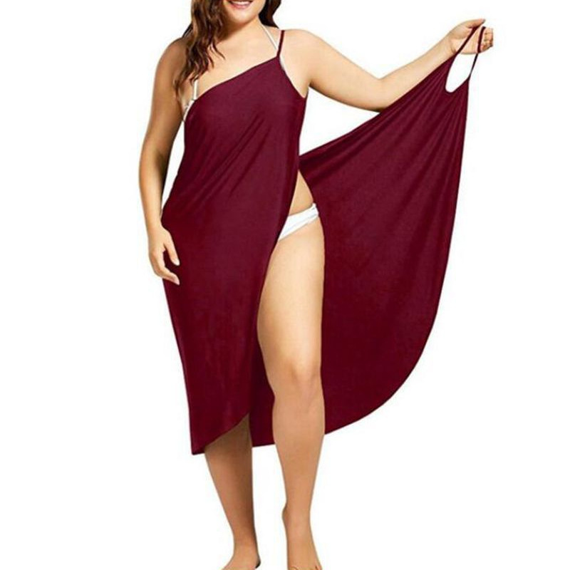 Plus Size Solid Color Sleeveless Cami Beach Dress