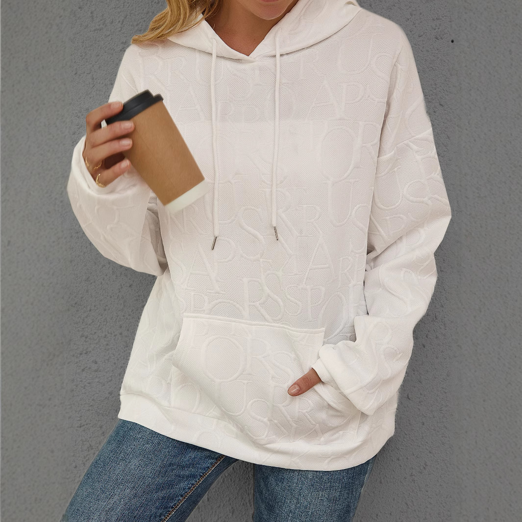 Women's Jacquard Hooded Long-Sleeve Pullover Sweatshirt