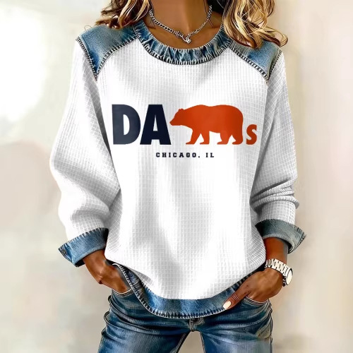 Women's Brown Bear Paw Print Crewneck Sweatshirt
