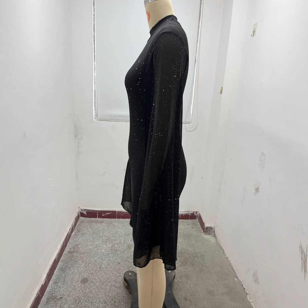 Women's Ribbed Pearl Chiffon Cape Bodycon Dress