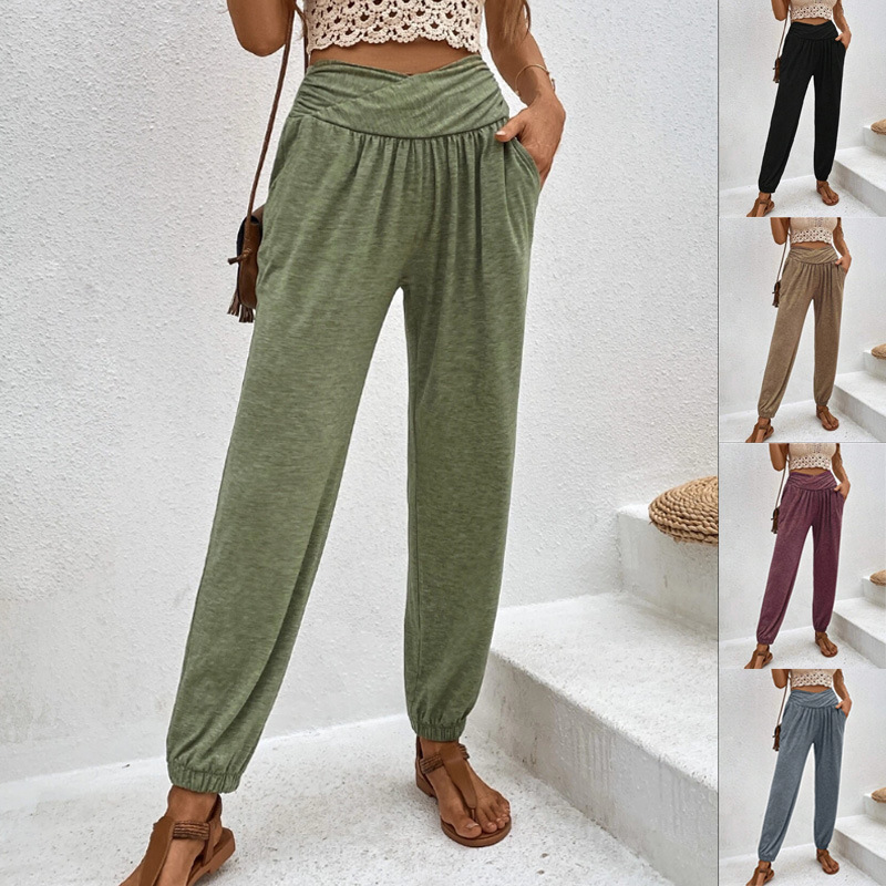 Women's High-Waist Loose Fit Jogger Pants with Pockets