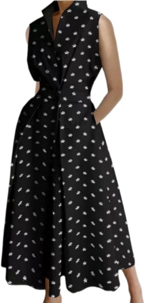 Polka Dot V-Neck Button Mermaid Dress