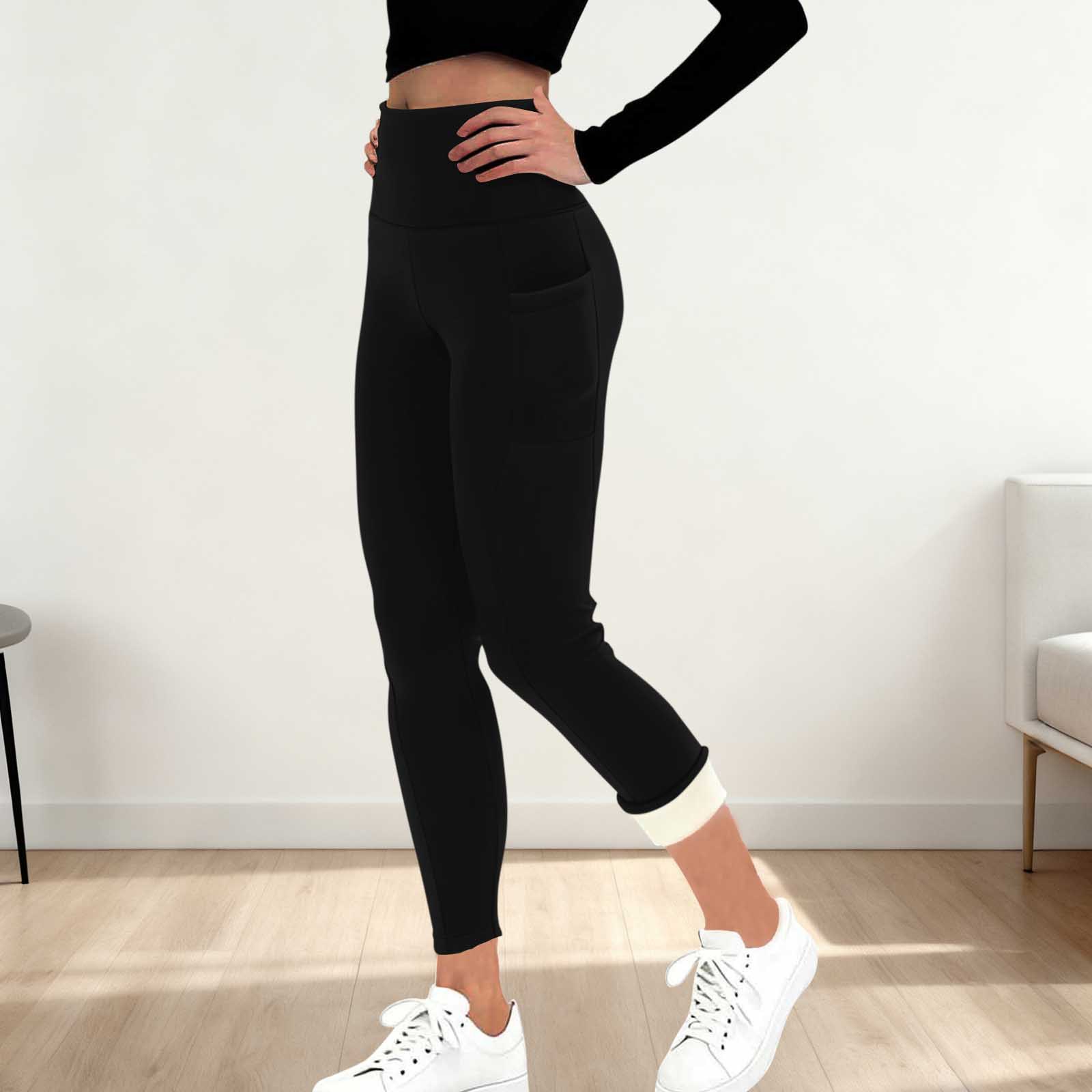 Fleece-Lined High-Waist Yoga Leggings with Pockets