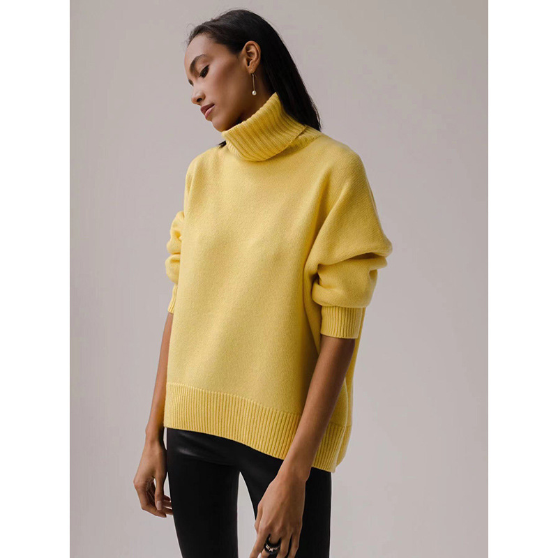 Soft High Turtleneck Solid Pullover Sweater