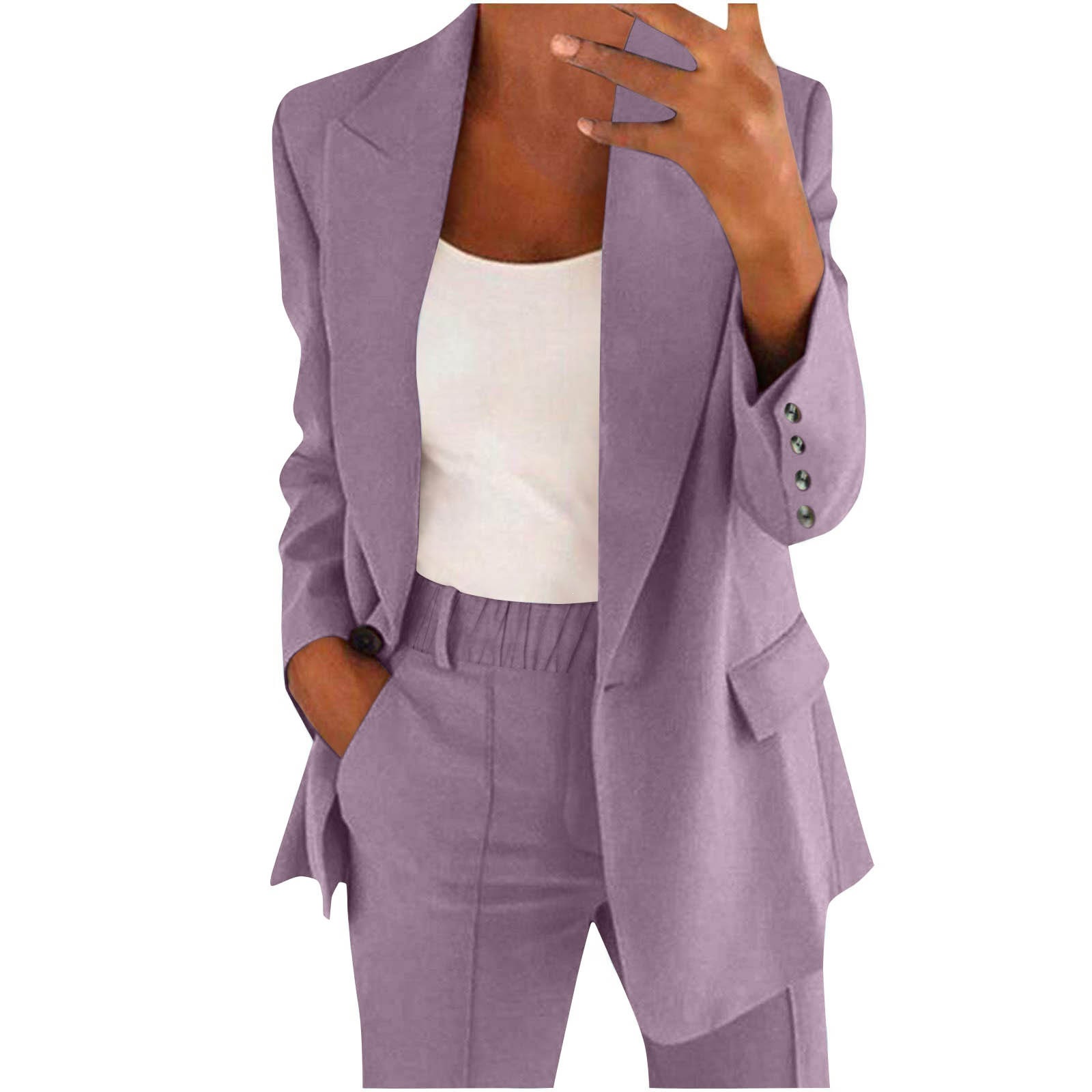 2026 New Cross-Border European & American Fall/Winter Women's Commuter Suit Set – Elegant Long-Sleeve Blazer and Pants Two-Piece Set for Women