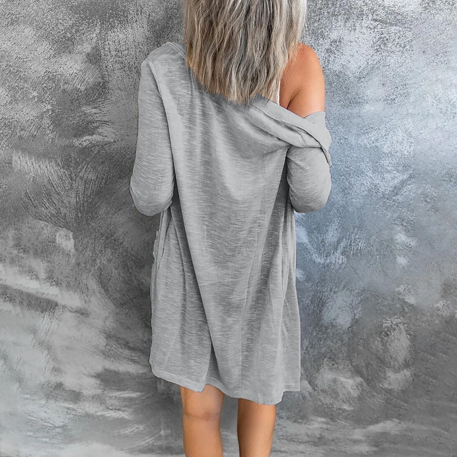 Solid Color Single-Breasted Midi Cardigan Long Sleeve Sun Protection Cover-Up
