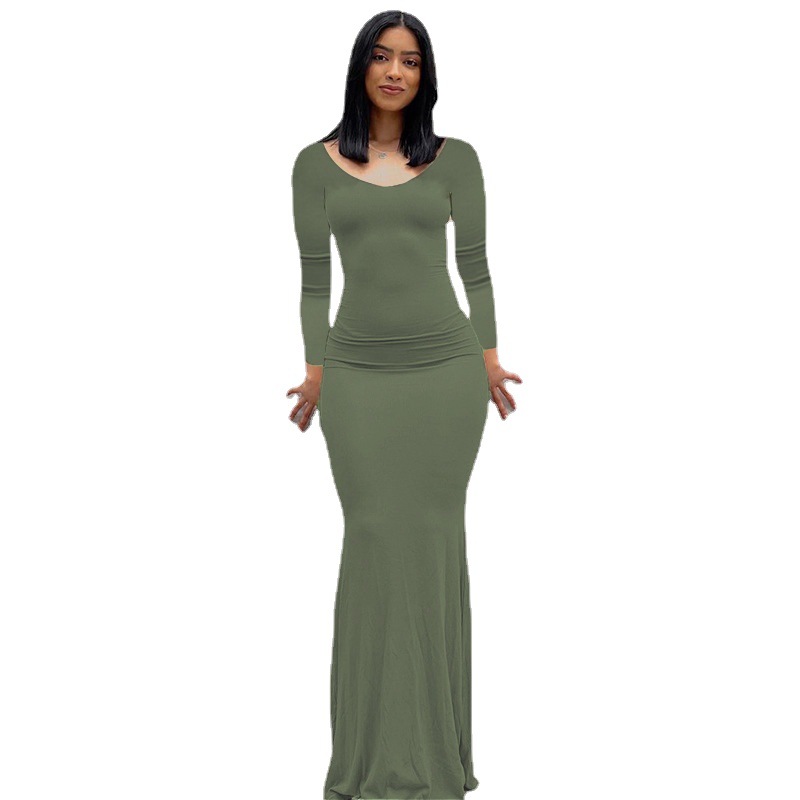 Skims-Inspired Long Sleeve Bodycon Lounge Dress