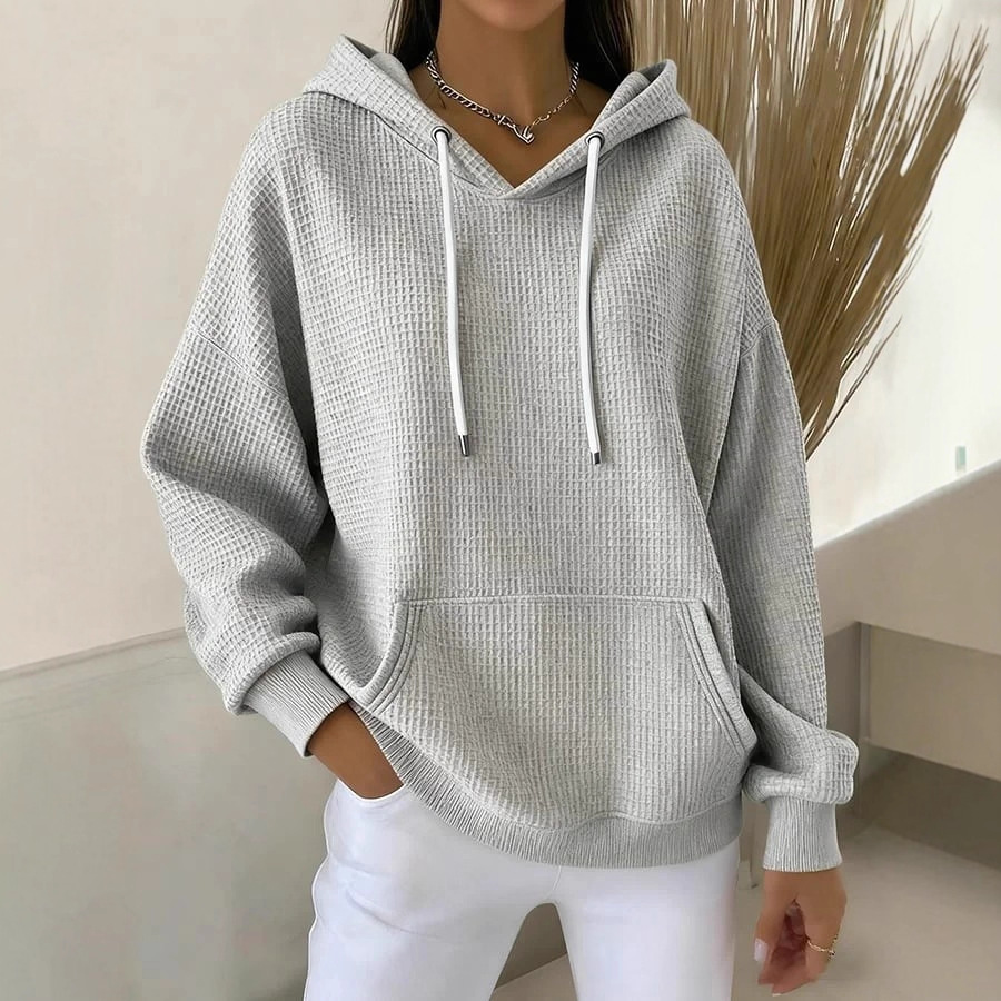 Solid Color Drawstring Hooded Pullover Sweatshirt