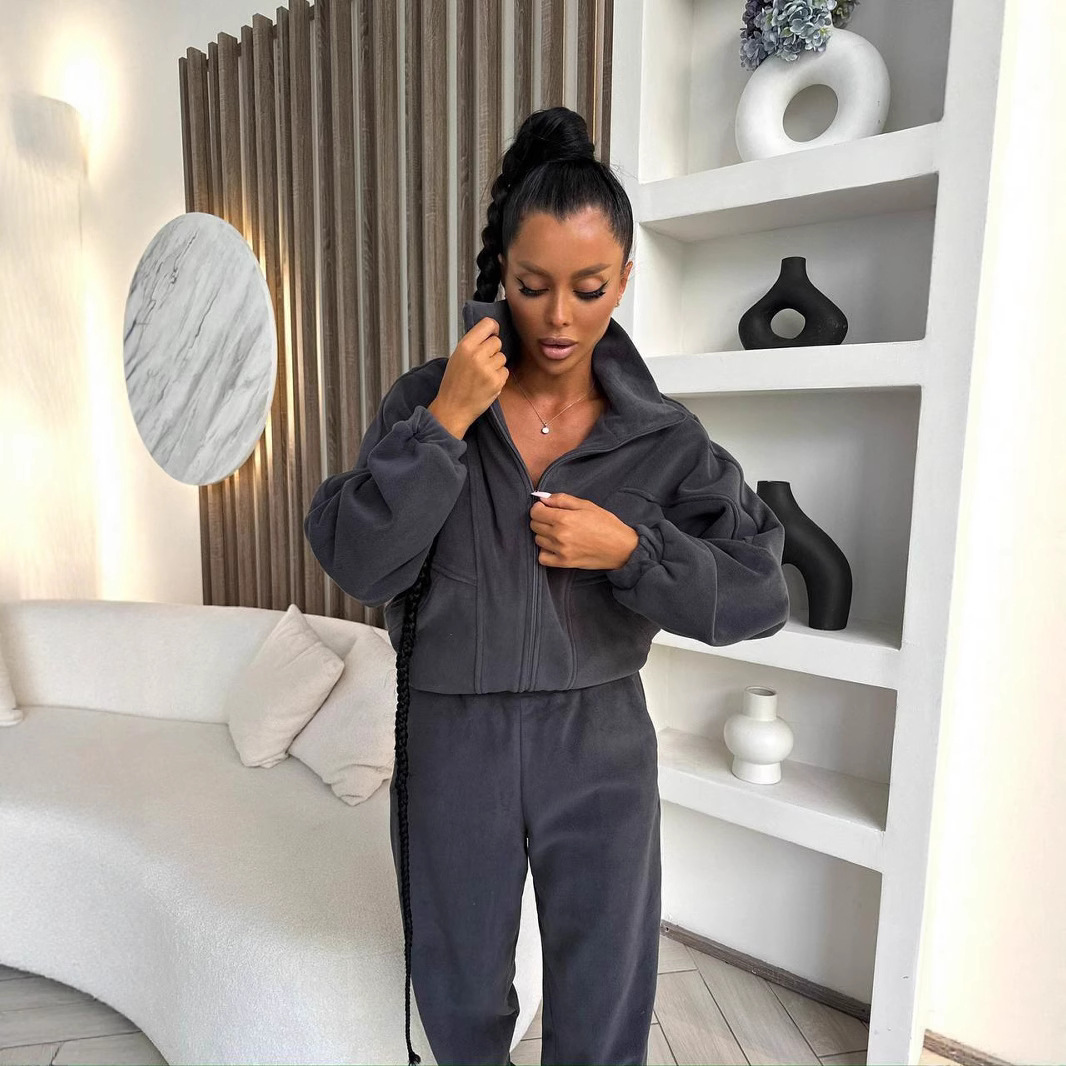 Women's Long Sleeve Open Front Cardigan and Pants Set Casual Sporty Two-Piece Outfit