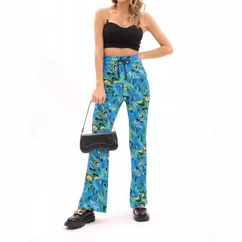 High-Waist Floral Print Flare Pants