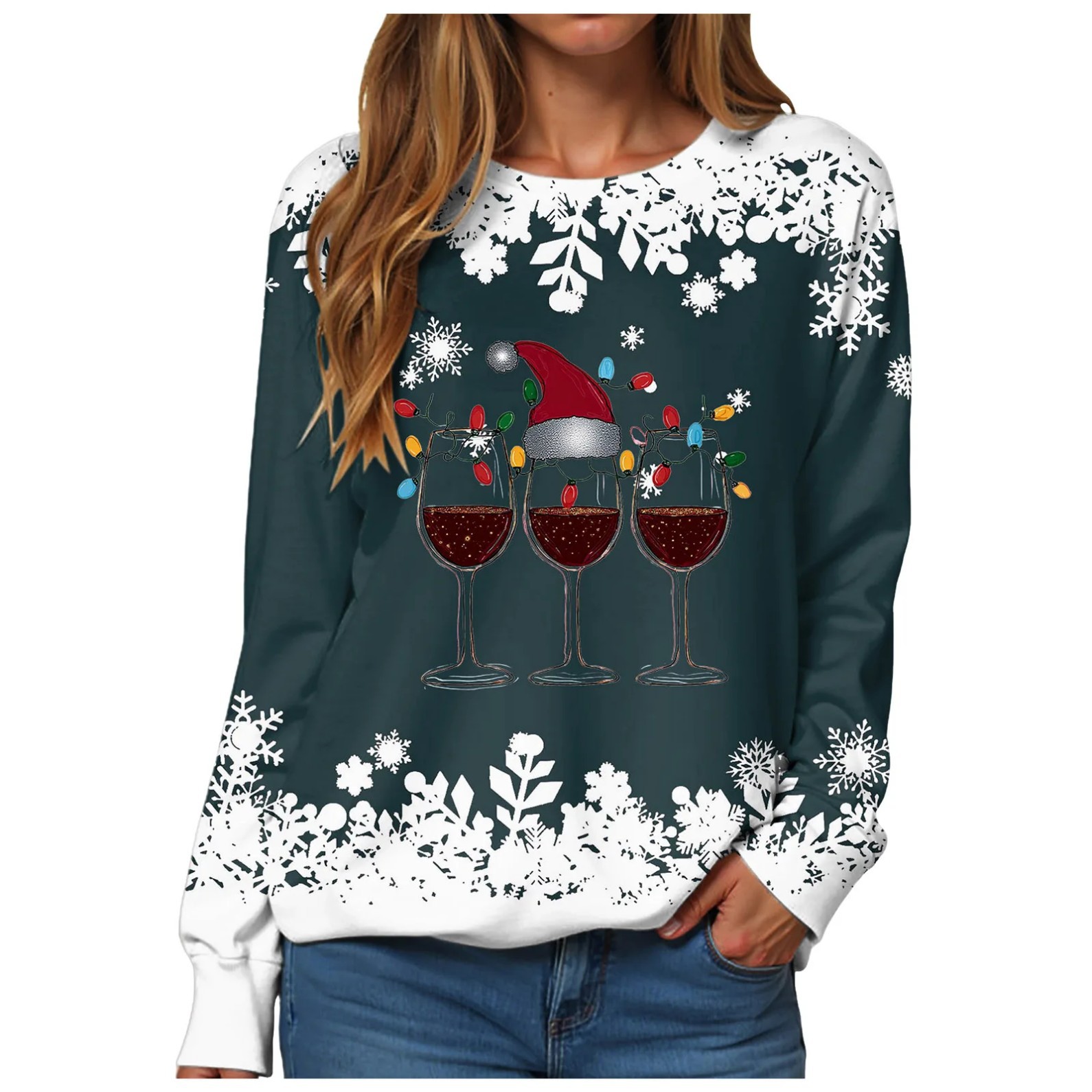 Women's Christmas Print Crewneck Sweatshirt