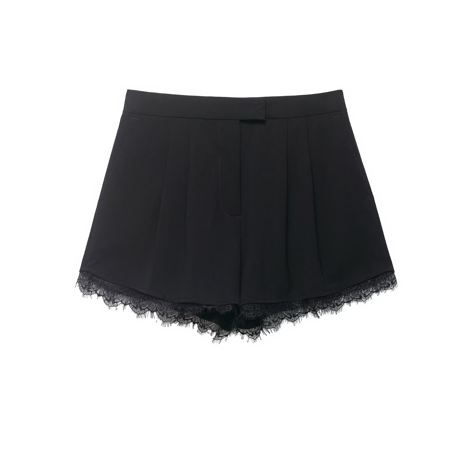 Lace-Trim Cropped Blazer and Shorts Set