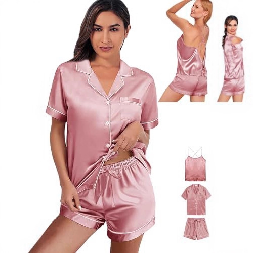 Women's Cuban Collar Retro Short Sleeve Button Set