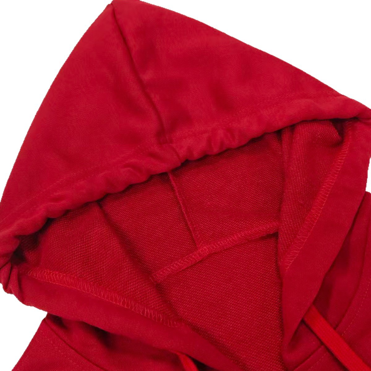 Red Hooded Long Zip-Up Sweatshirt Cardigan