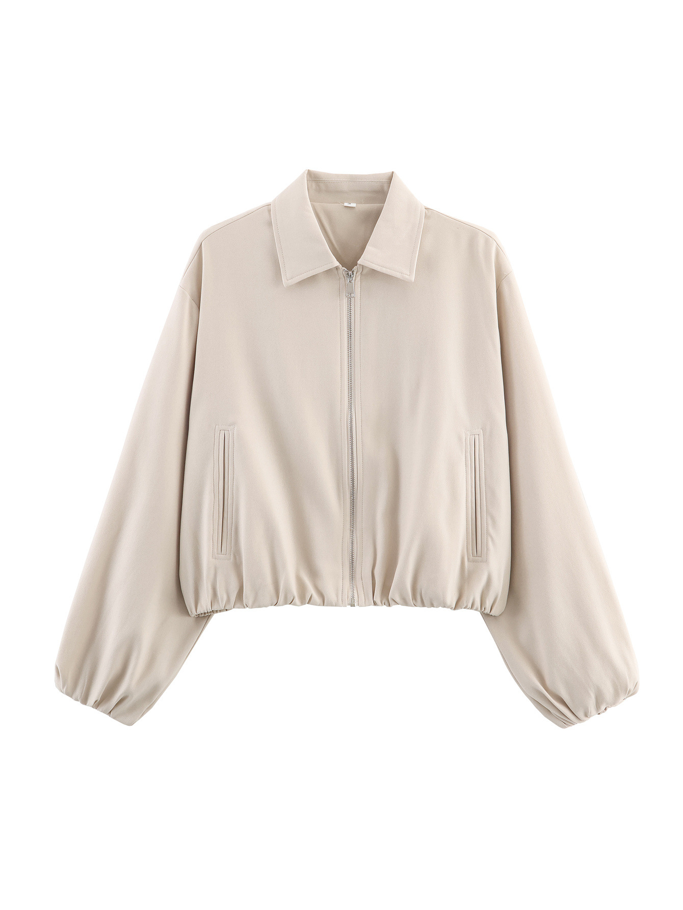Women's Zip-Up Bomber Jacket with Puff Hem