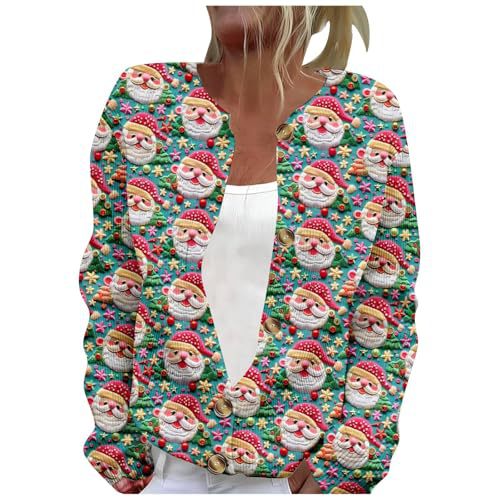 Women's Winter Cloud & Tree Print Button Cardigan Sweater