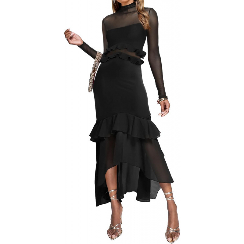 Ruched Slim-Fit Long-Sleeve Midi Dress