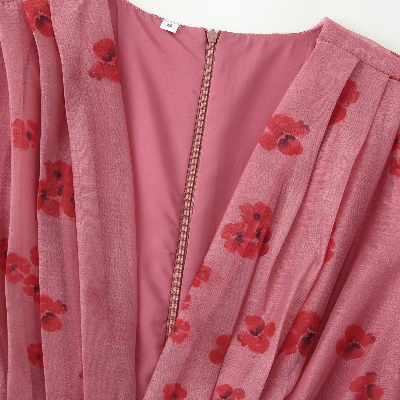 Elegant Floral Print Ruffle Chiffon Dress