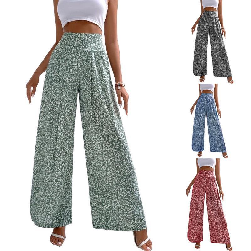 Floral Print High-Waist Wide-Leg Pants