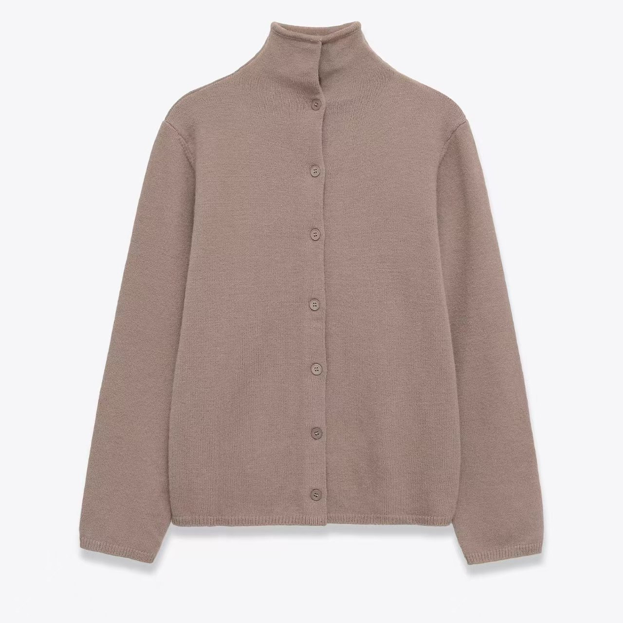 Women's Slimming Knit Cardigan Sweater with Stand Collar