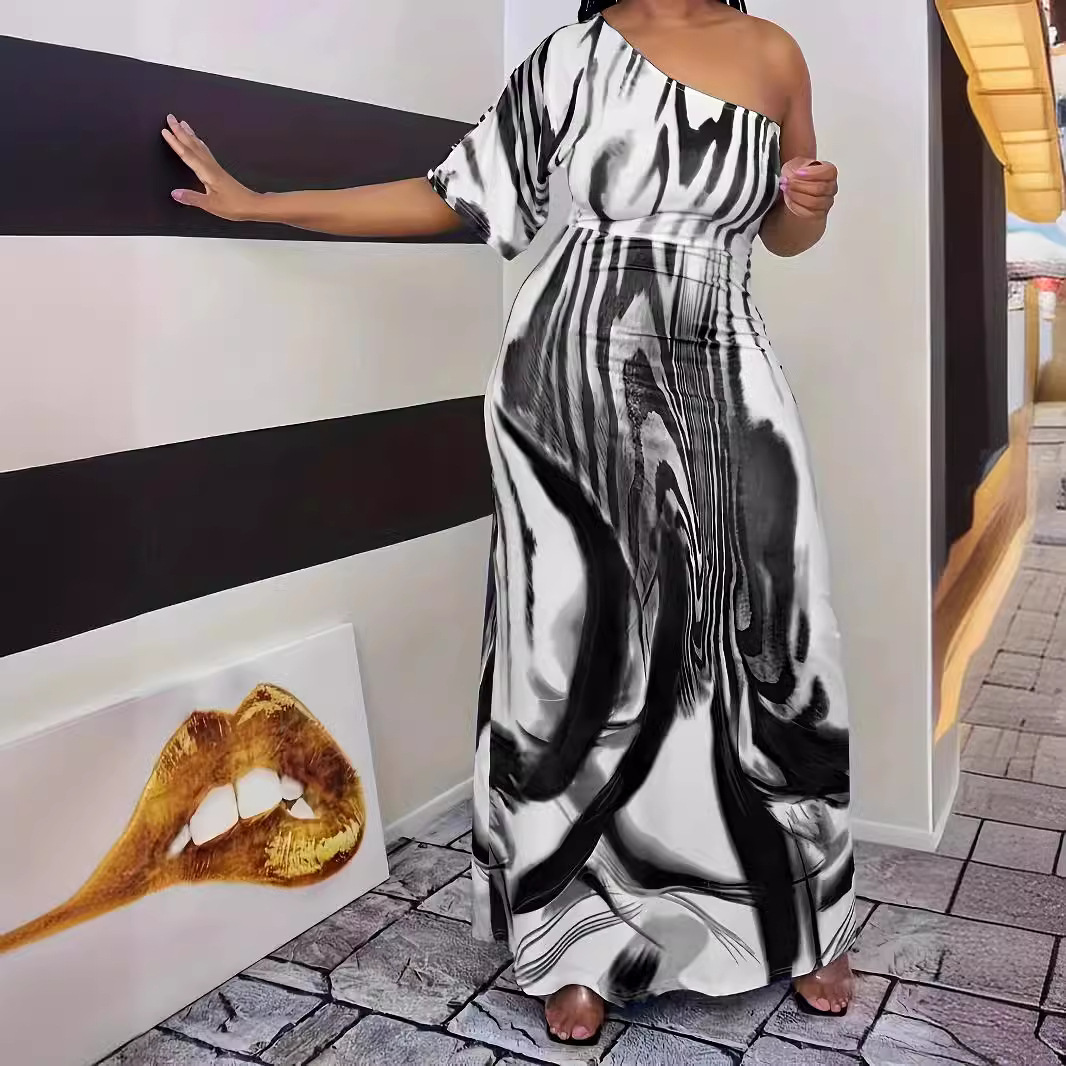 Women's One-Shoulder Cutout Bodycon Maxi Dress