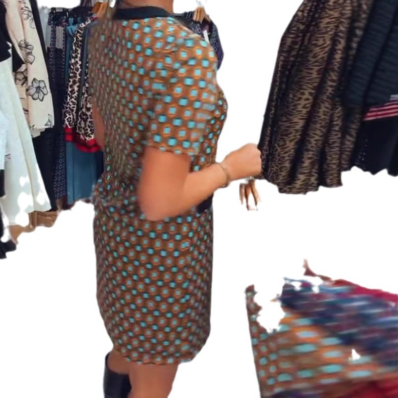 Women's Polka Dot Print Short Sleeve Round Neck Dress