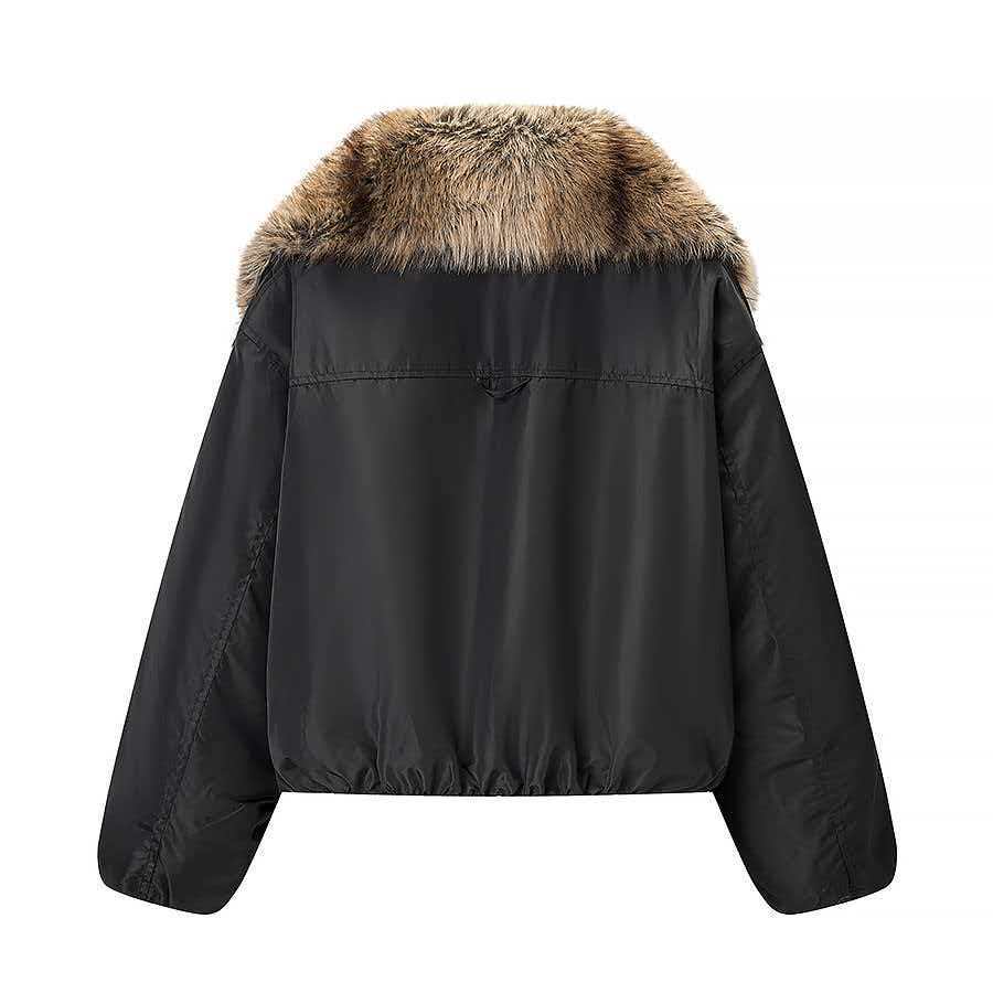 Women's Winter Loose Faux Fur Collar Jacket Coat