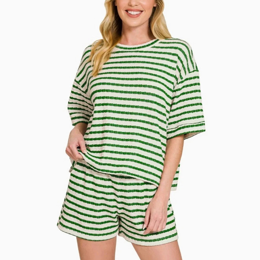 Striped Crewneck Short Sleeve & Shorts Set