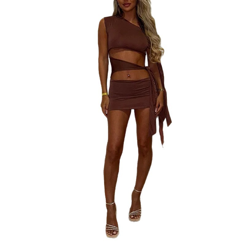 Women's One-Shoulder Cutout Bodycon Mini Dress