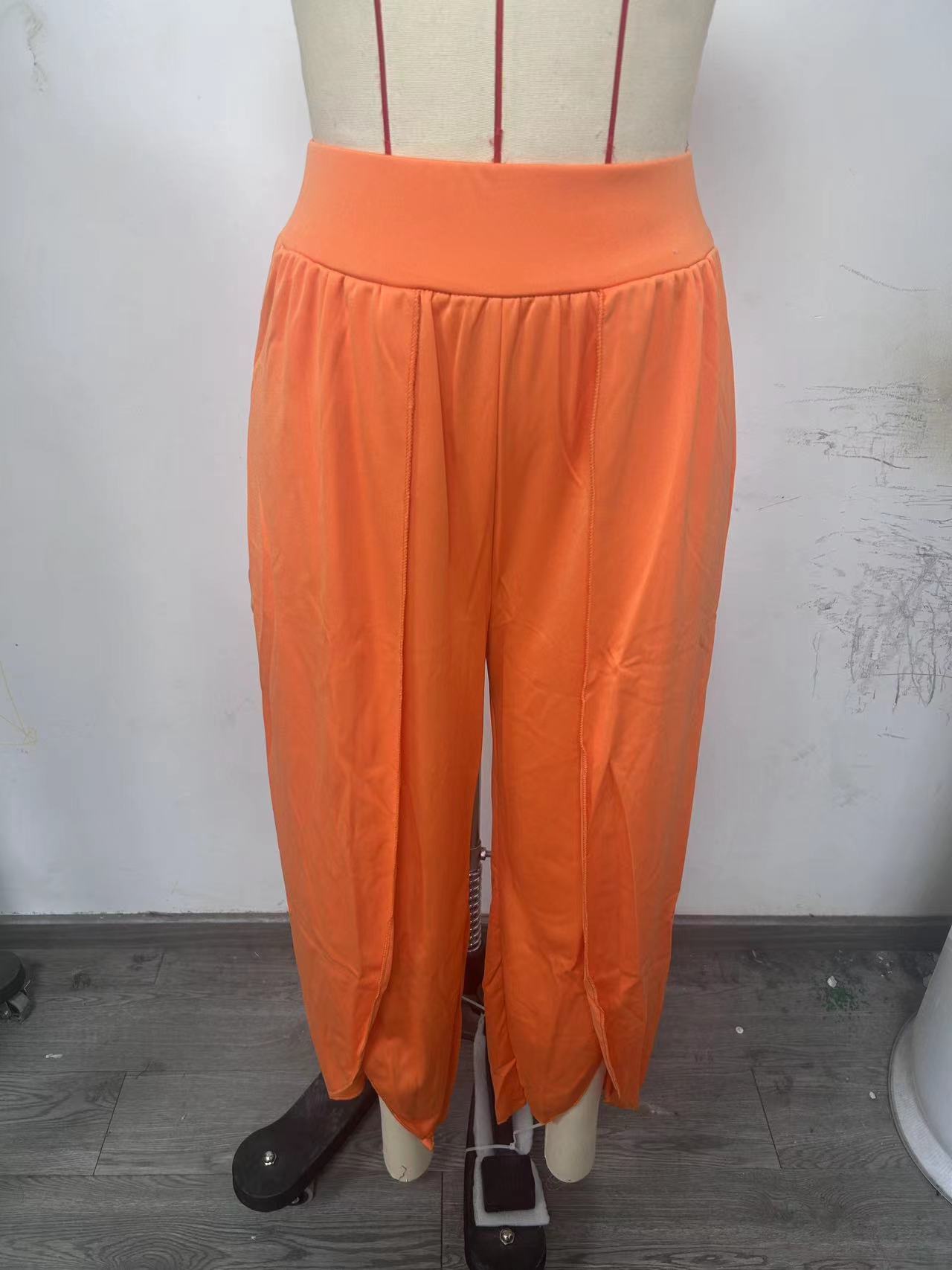 High-Waist Wide-Leg Yoga Pants with High Slit