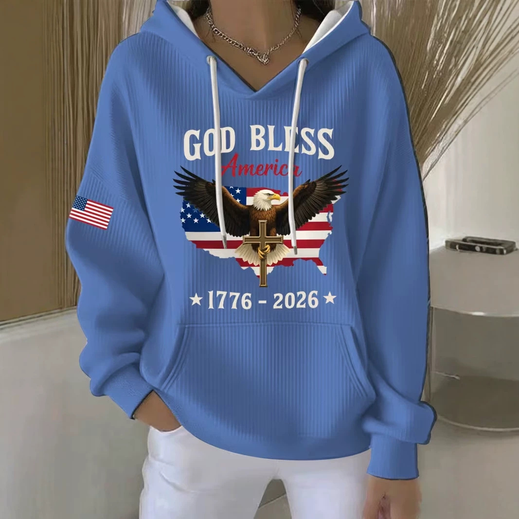 Women's Eagle USA Print Casual Hoodie