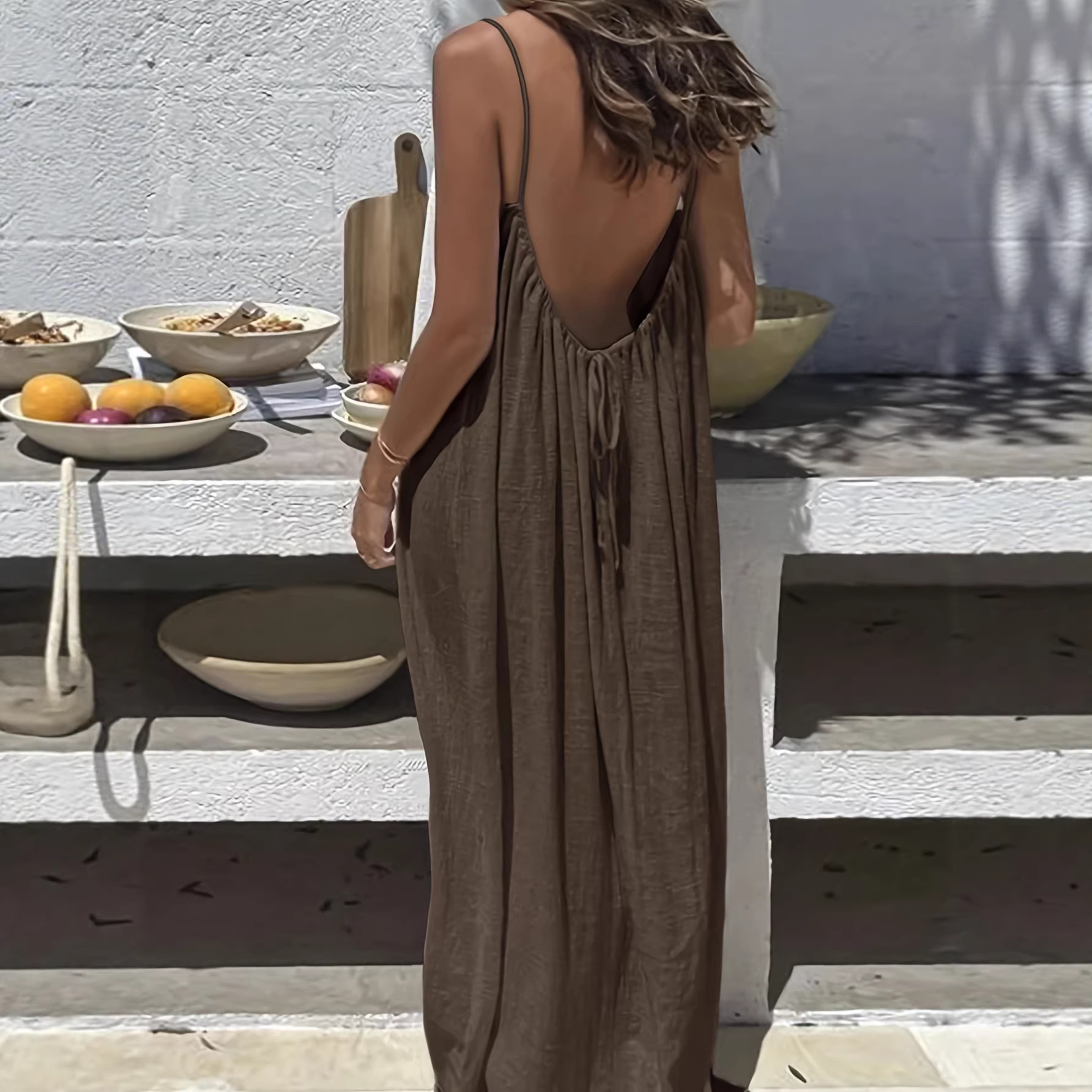 Women's Sleeveless Open-Back Loose Loungewear Dress