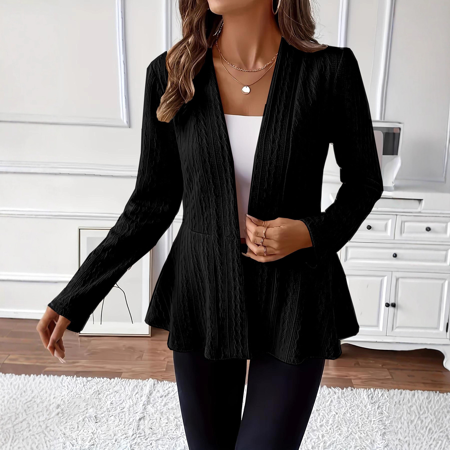 Women's Solid One-Button Knit Cardigan